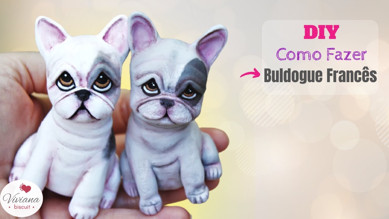 DIY Como fazer um cachorro bulldog francês/ boston terrie  Rápido e FÁCIL em Biscuit / Sem Molde