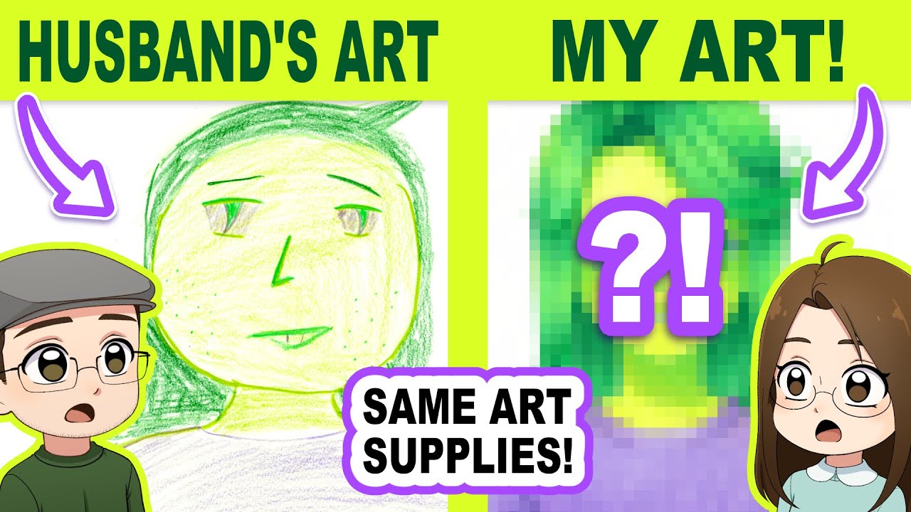 Redrawing MY HUSBAND's Art Using the Same Art Supplies! 🥰