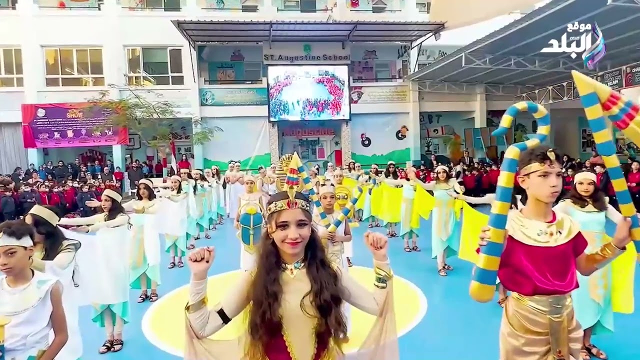 عرض فرعوني في طابور الصباح بمدرسة في المحلة
