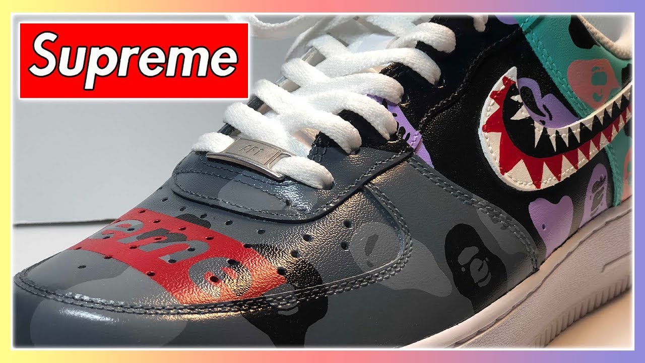 SUPREME x BAPE CUSTOM AIR FORCE 1's - (Full Length Video) + (Tutorial)