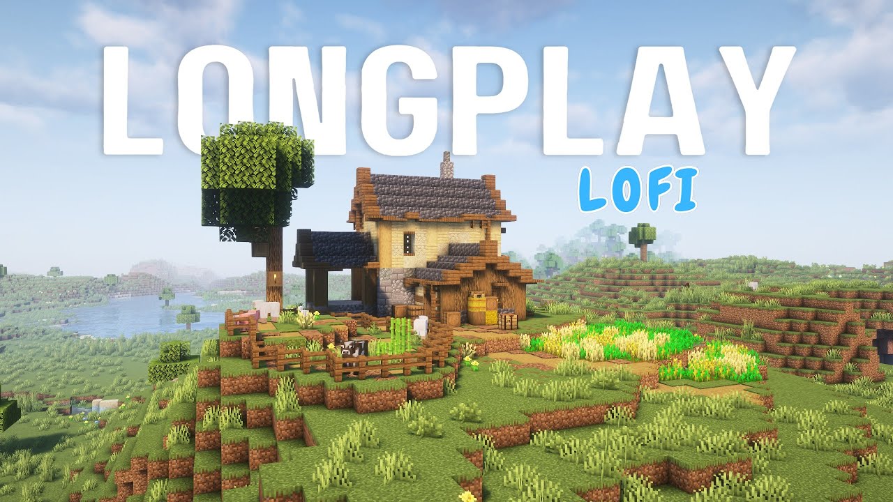 Minecraft Relaxing Longplay with Lofi - Cozy Farm House on a Hill (No Commentary)