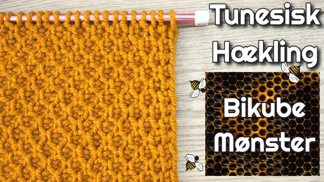 Tunesisk hækling honeycomb stich / Bikube mønster - Hakning - Lær Tunesisk hækling på dansk
