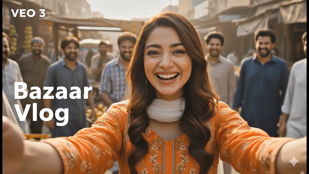 Zara Bazaar Mein &mdash; Har tarf dil phenk log! Pakistani Street Vlog #aiinfluencer #veo3