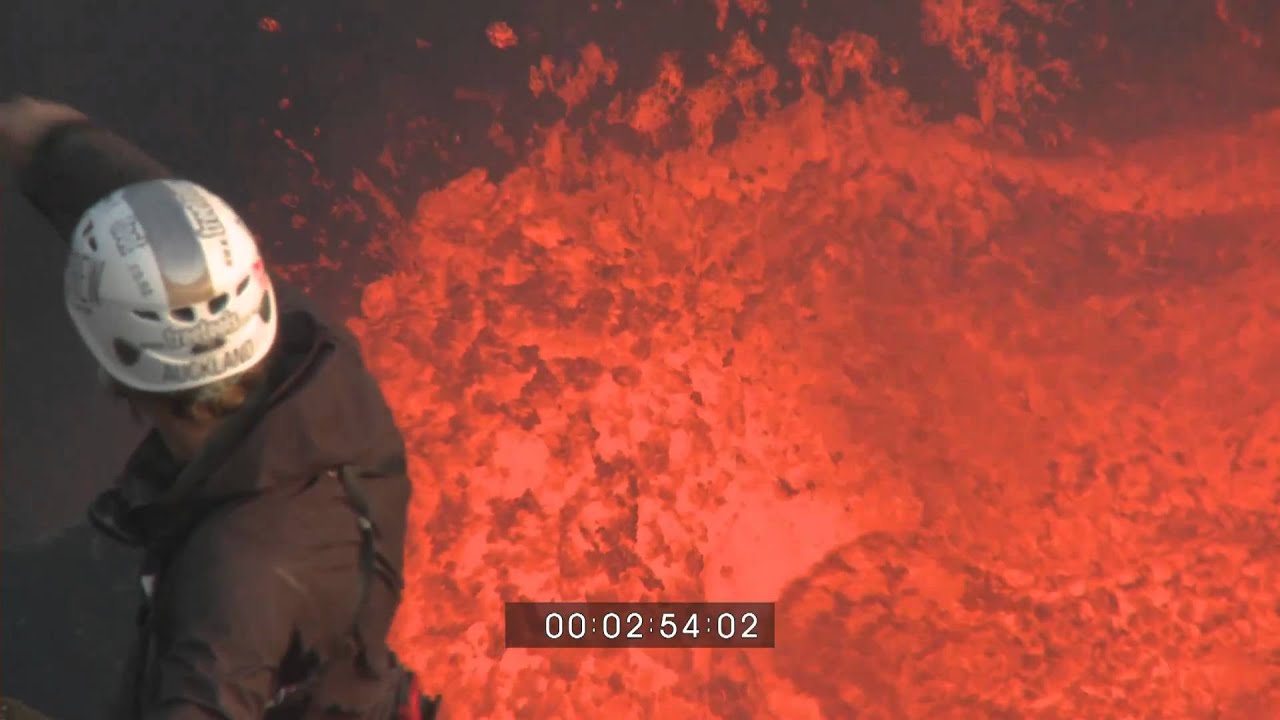 Volcano Lava Lake Extreme Climbing Into Crater Ambrym Island HD Footage 1920x1080 30p