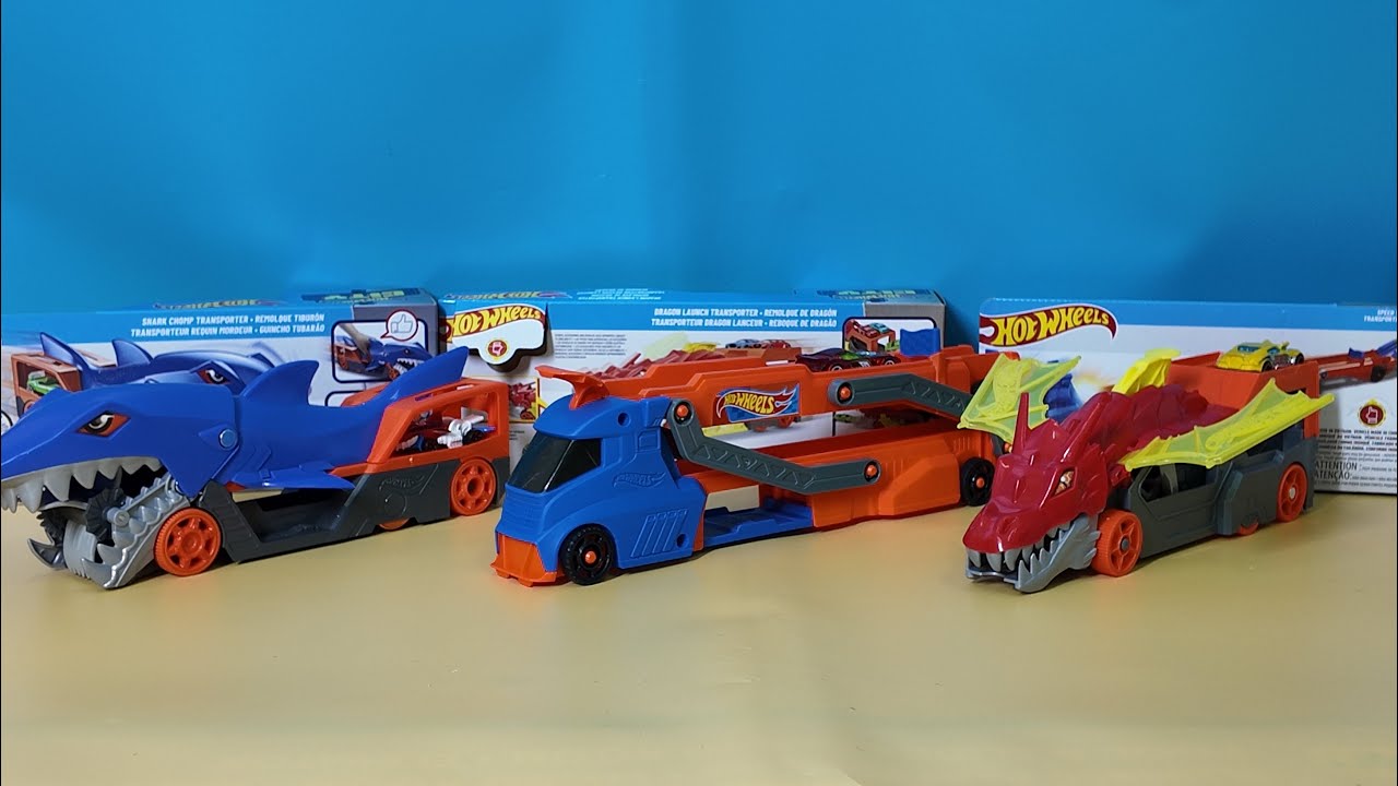 [🤖toy asmr🤖] Hot Wheels Speed Track 🏎️ Shark Chomp 🦈 & Dragon Launch 🚀 ASMR Unboxing | Toys Review