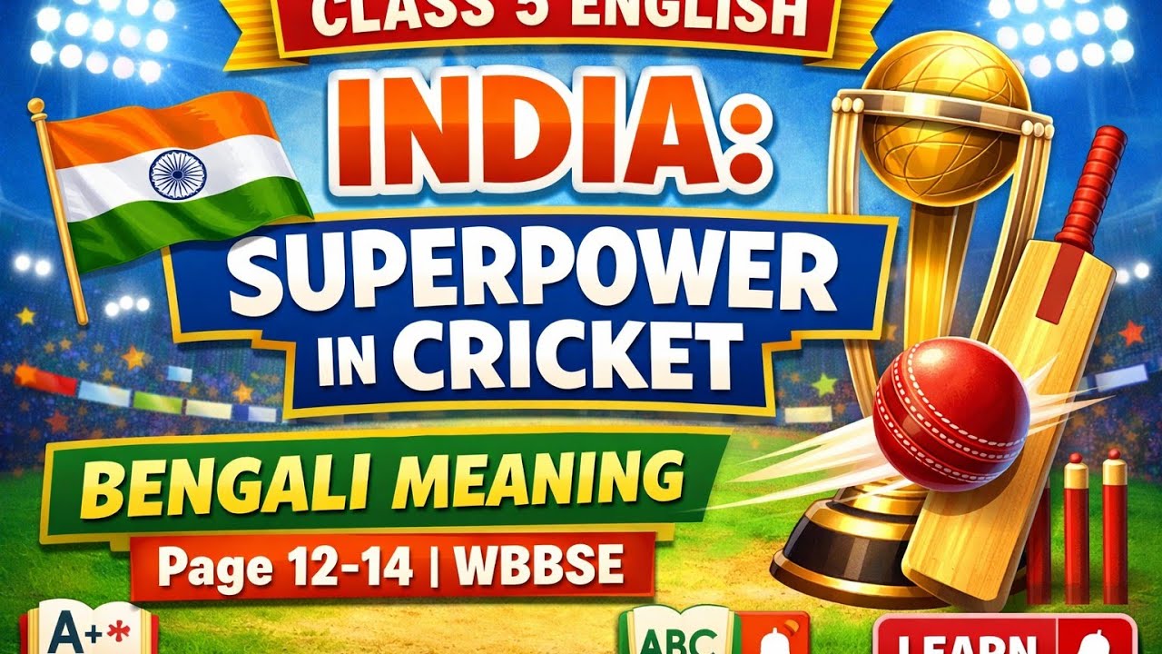  Class 5 English | India: Superpower in Cricket 🏏 | Bengali Meaning | Page 12–14 | WBBSE