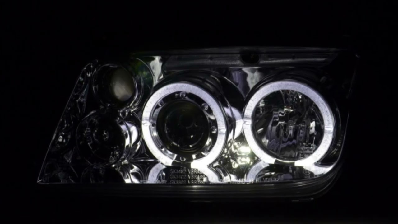FK LED DRL Angel Eye Projector Headlight set VW Bora type 1J 98-05 chrome RHD