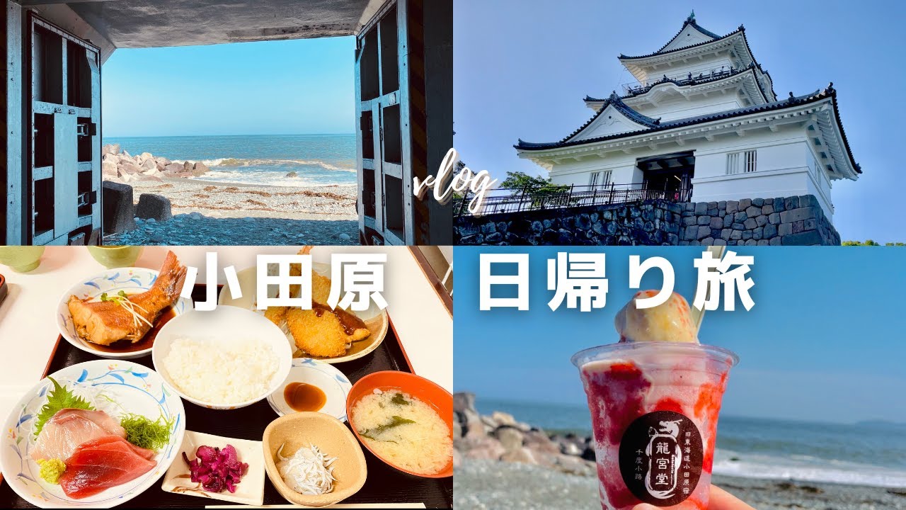 vlog｜東京から日帰りで行く小田原旅｜漁港の食堂でランチ・海へと続くトンネル・レトロな喫茶店・小田原城｜新幹線で行く公共交通機関と徒歩の旅｜ご当地グルメ・観光