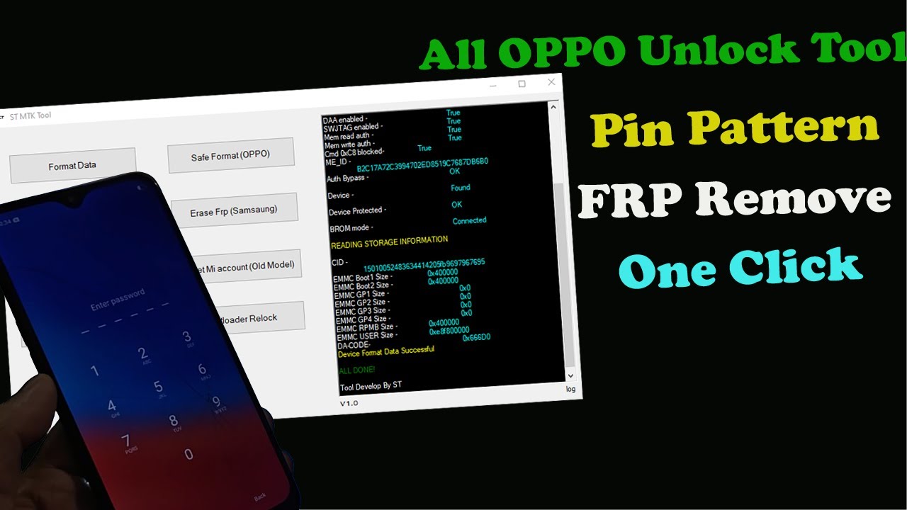 All OPPO Unlock Tool ! OPPO A5s Remove Screen Lock /FRP Bypass One Click ST MTK Tool.