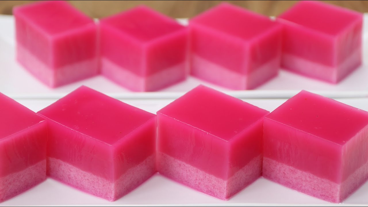 Dragon Fruit Coconut Milk Agar-Agar Pudding火龙果椰奶燕菜布丁