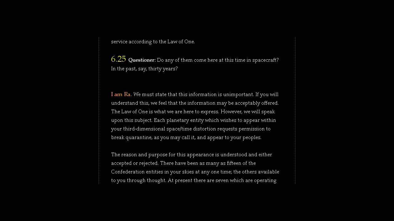 The Law of One - Session 06 of 106 - Part (2of 2)  - The Ra Material
