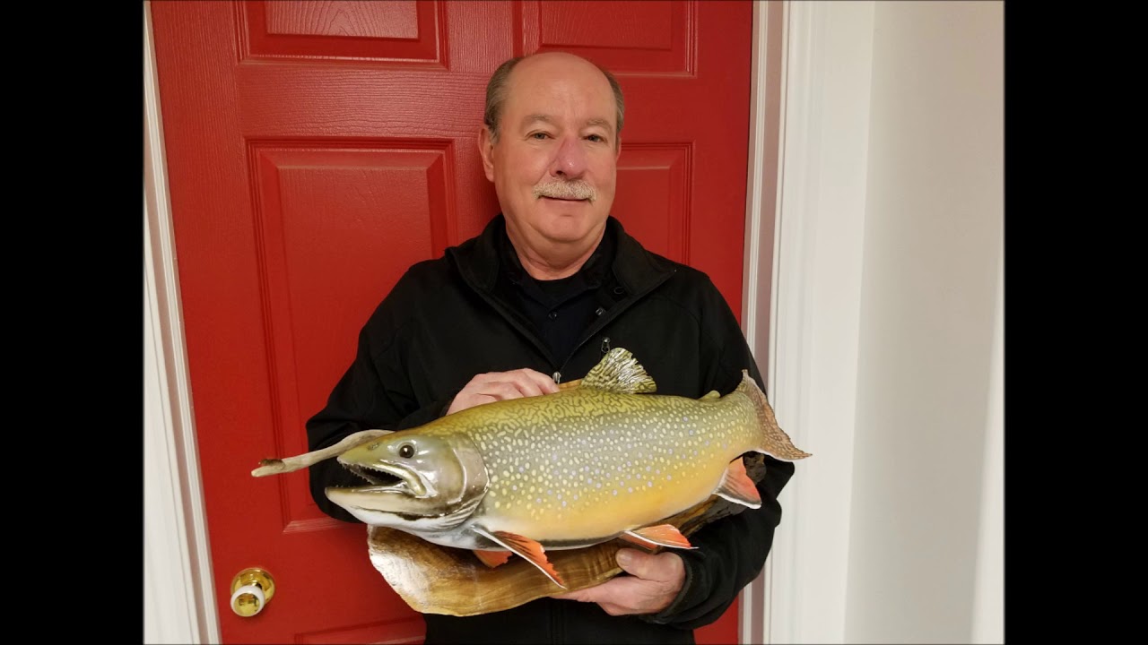 Huge Brook Trout Woodcarving and Skin Mount
