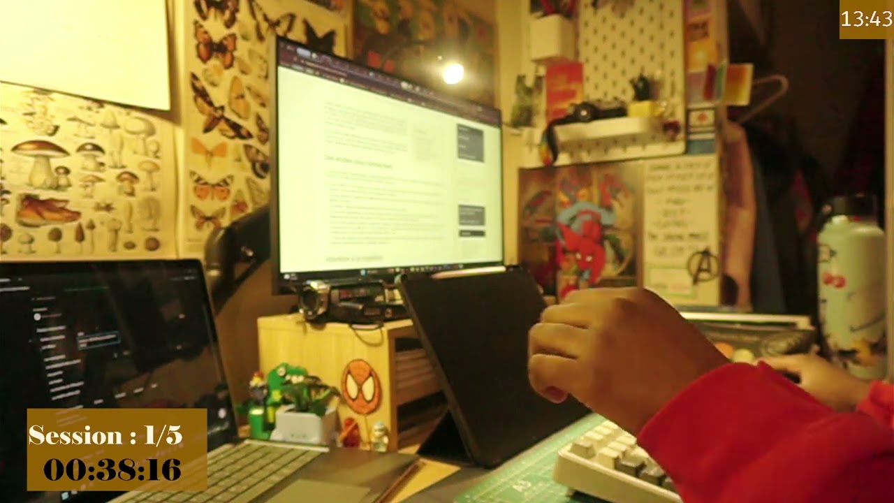 STUDY WITH ME 5hrs | 50/10 pomodoro with BROWN NOISE