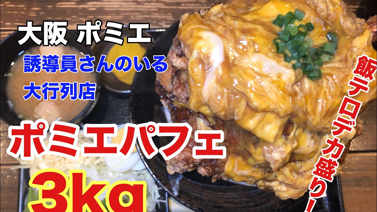 【大阪】誘導員さんのいる大行列飯テロスポット【ポミエ】さんにてポミエパフェ3kg【大食い】