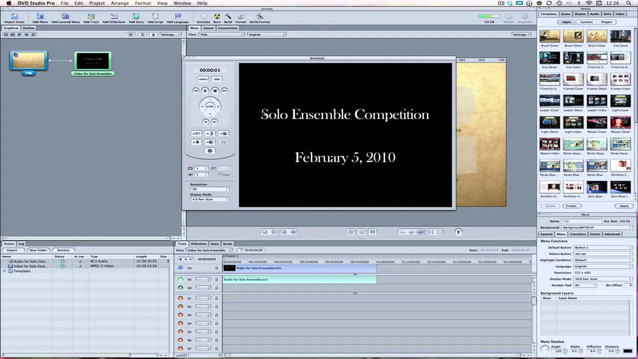 DVD Studio Pro - Track Creation & Scene Selection