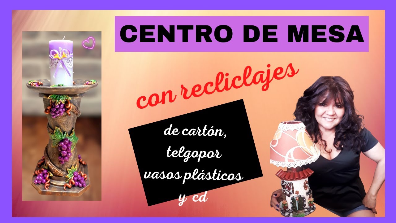 COMO hacer CENTRO de mesa con RECICLAJE de CARTON, TELGOPOR, CD Y decorado con MASAS SE MI CREACION