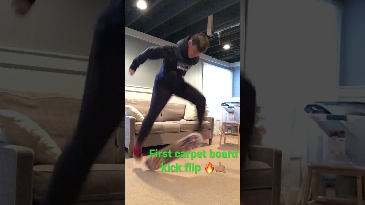 First carpetboard kickflip🔥🤙🏽