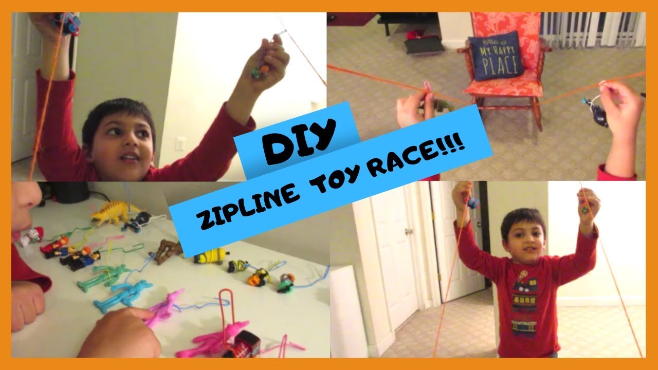 ZIPLINE TOY RACE | MINIONS | THOMAS MINIS | LEGOS | DIY FUN | FAMILY FUN