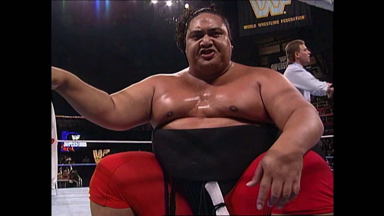 Yokozuna (with Mr Fuji) Banzai Drops Jim Duggan 4 times! & puts him on a stretcher (WWF)