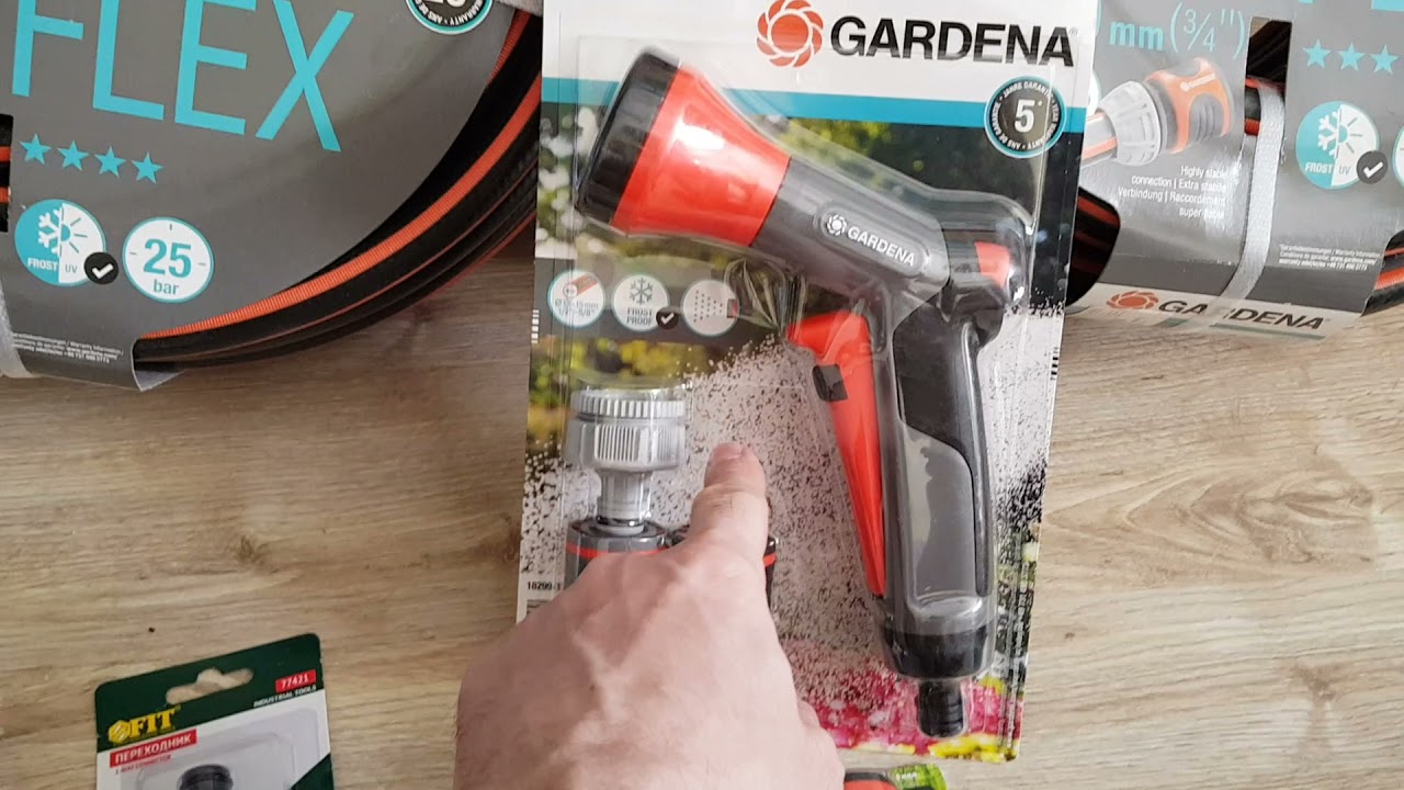 Gardena Flex 3/4 19mm. Краткий обзор шланга и копмлекта для подключения.
