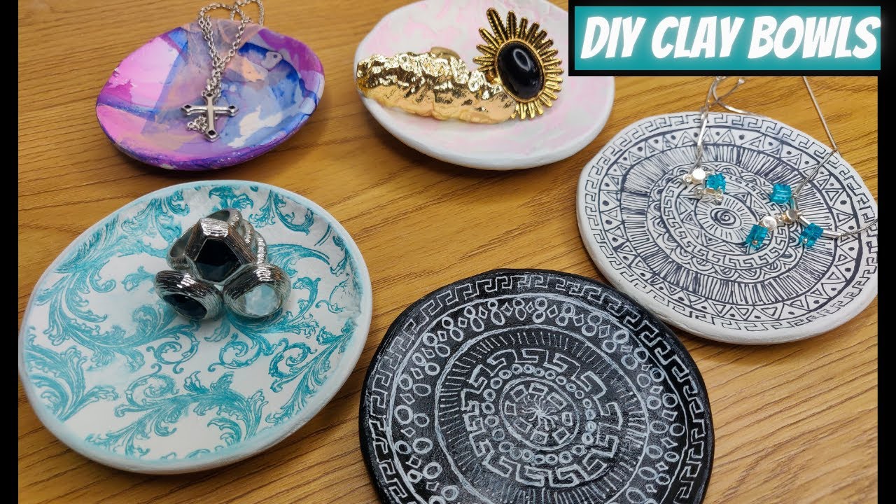 DIY: Air Dry Clay Bowl (Marble, Stamp, Drawing)