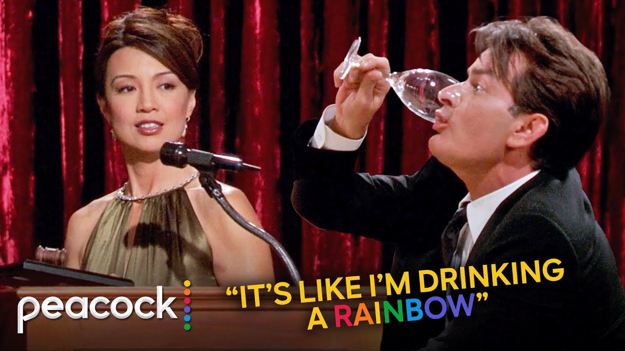 Two and a Half Men | Charlie Takes the Wrong Pill & Embarrasses His Girlfriend at Her Award Ceremony