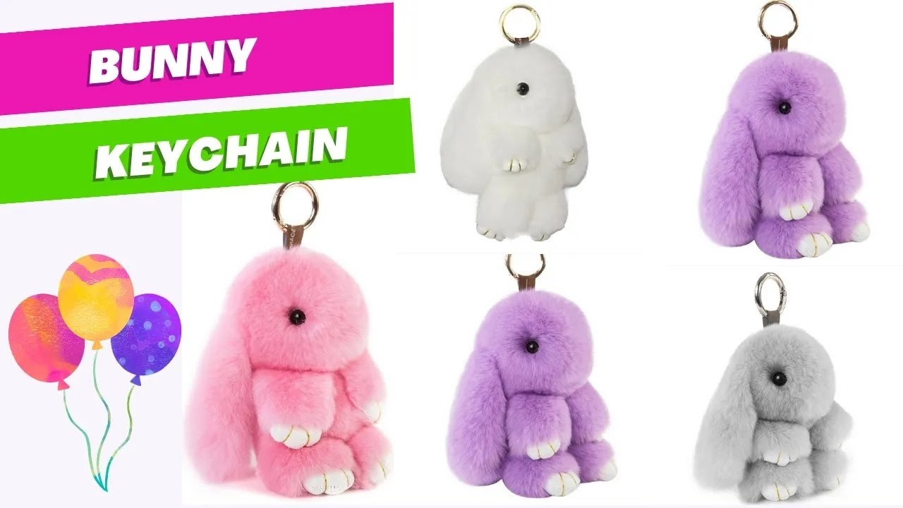 Bunny keychain - Fluffy Bunnies Fuzzy Fur Ball Pom Pom Keychain - Girls Bag Car Rabbit Keychain