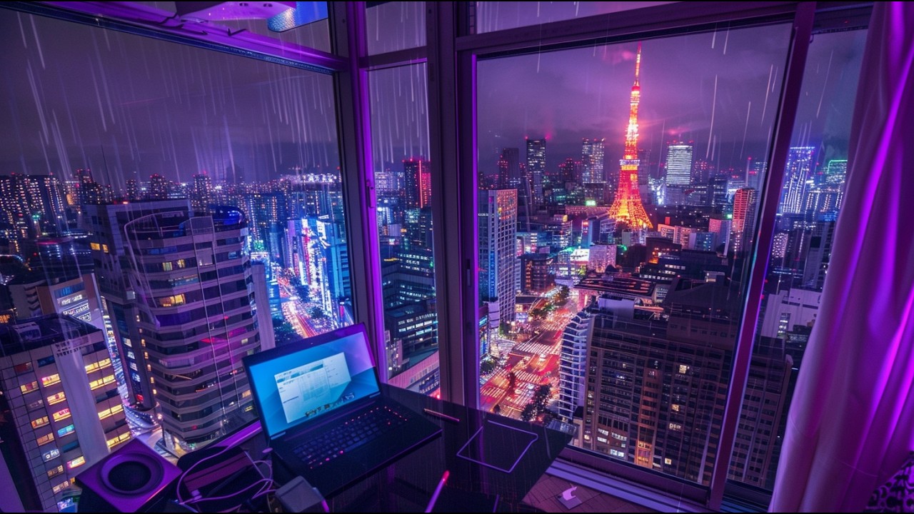 Rainy Shibuya Night Lofi ☔ Neon Tokyo Study / Focus Beats