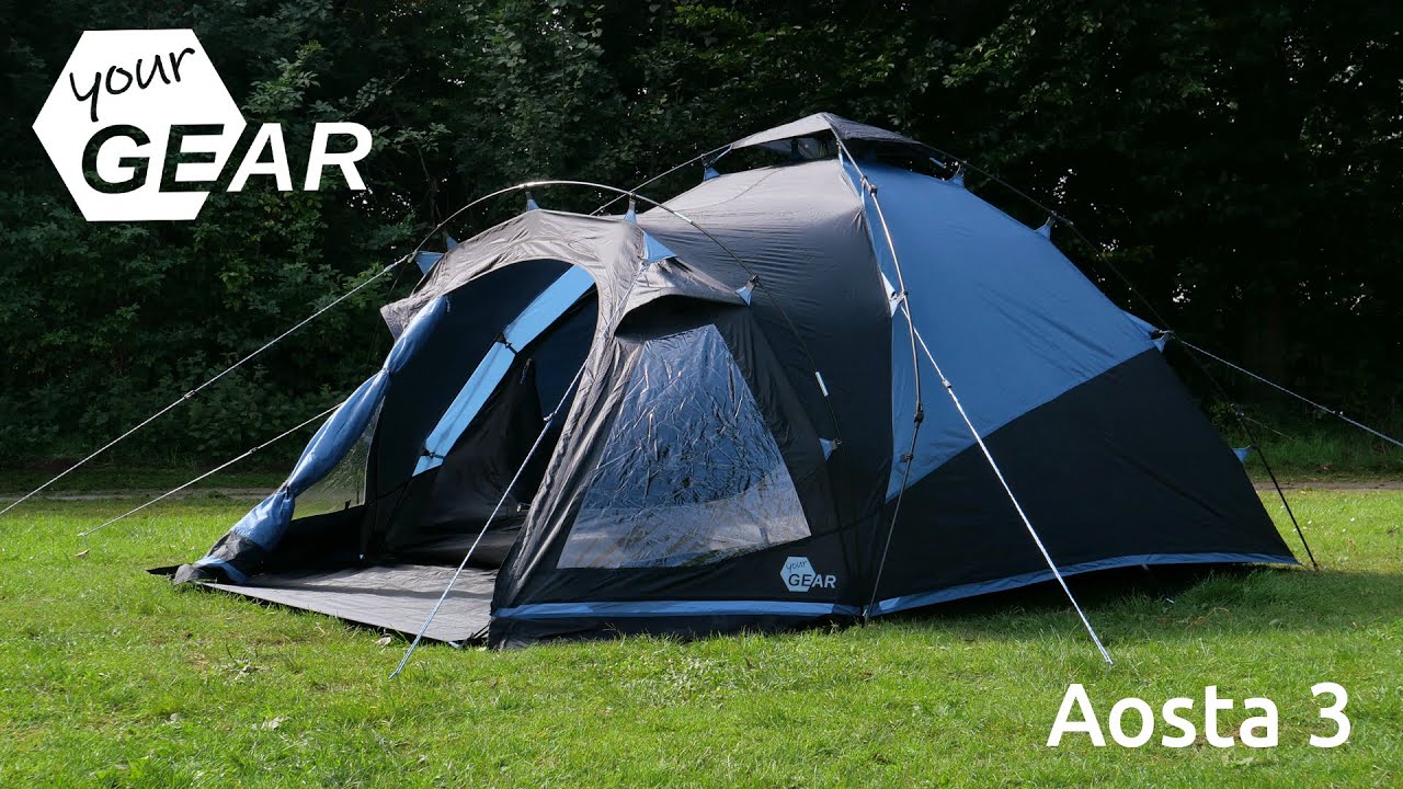 yourGEAR Aosta 3 &bull; Schnellaufbau Zelt &bull; wasserdichtes Kuppelzelt mit Fenstern &bull; Quick Up