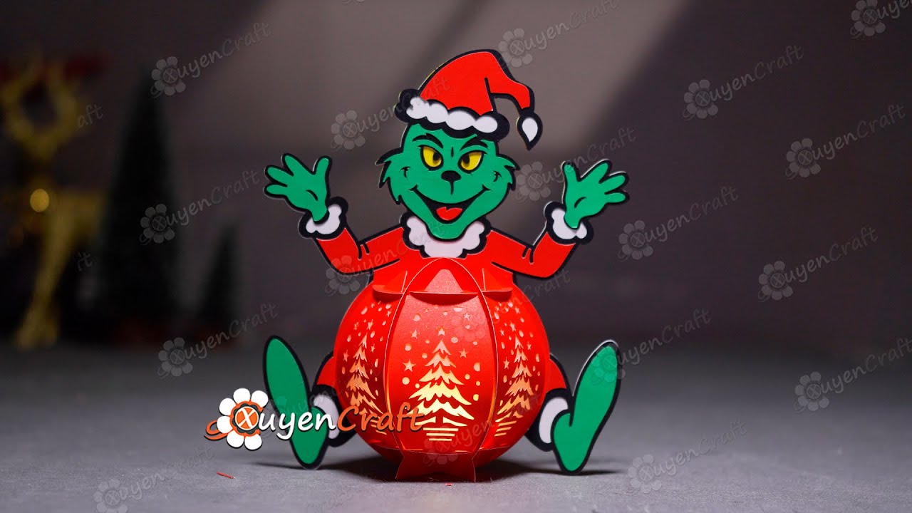 How to Make a Grinch Lantern | DIY Papercraft | Free SVG (For Personal Use Only)