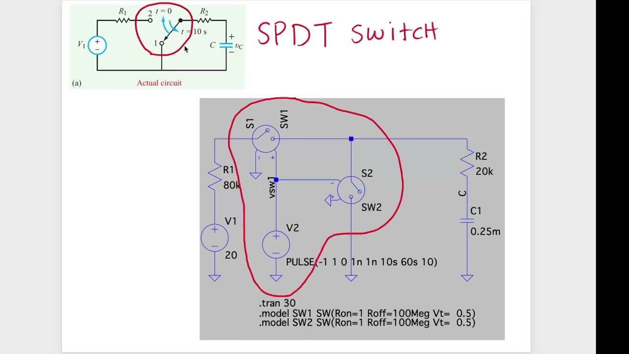 LTSPICE Tutorial: Voltage Controlled Switch, Pulsed Voltage Source, RC Charge & Discharge