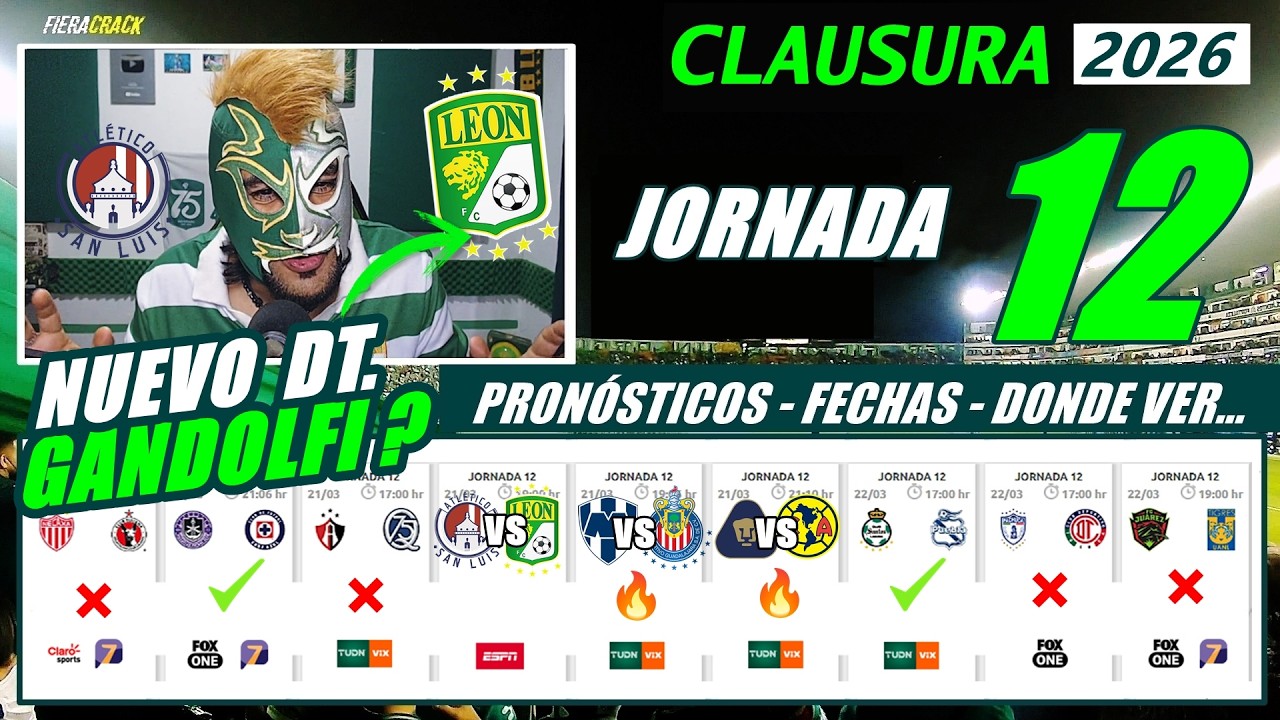 ✅ PRONÓSTICOS - FECHAS - HORARIOS - DONDE VER ✅ JORNADA 12 LIGA MX CLAUSURA 2026 ✅ MIS PREDICCIONES