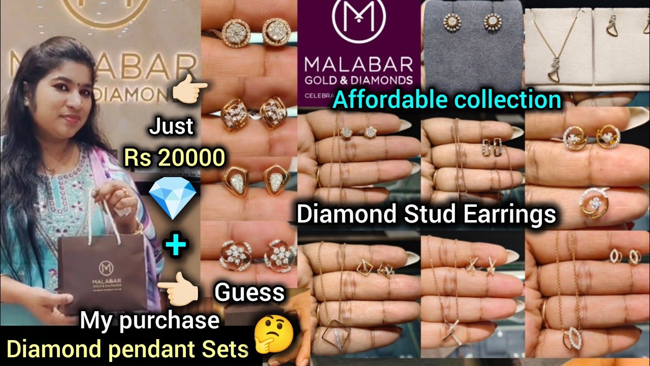 Malabar Diamond stud earrings designs starting from 20000/- light weight diamond pendant earrings 