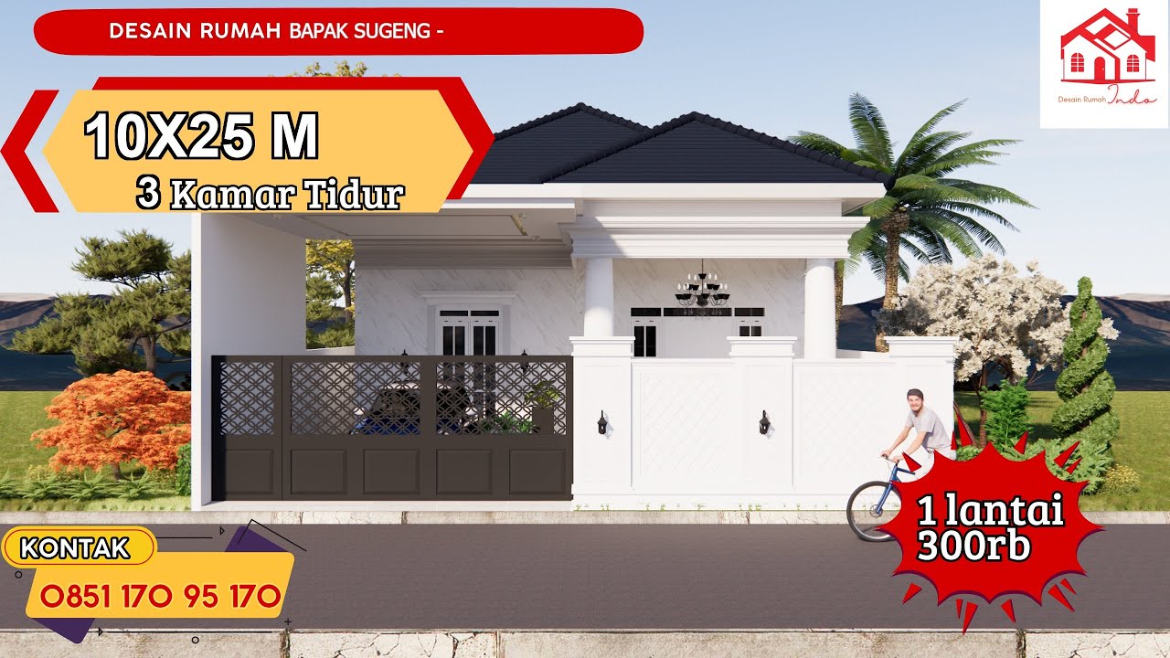DESAIN RUMAH INDO MODEL CLASSIC UKURAN 8 X 12M 1 LANTAI (Bapak Sugeng)