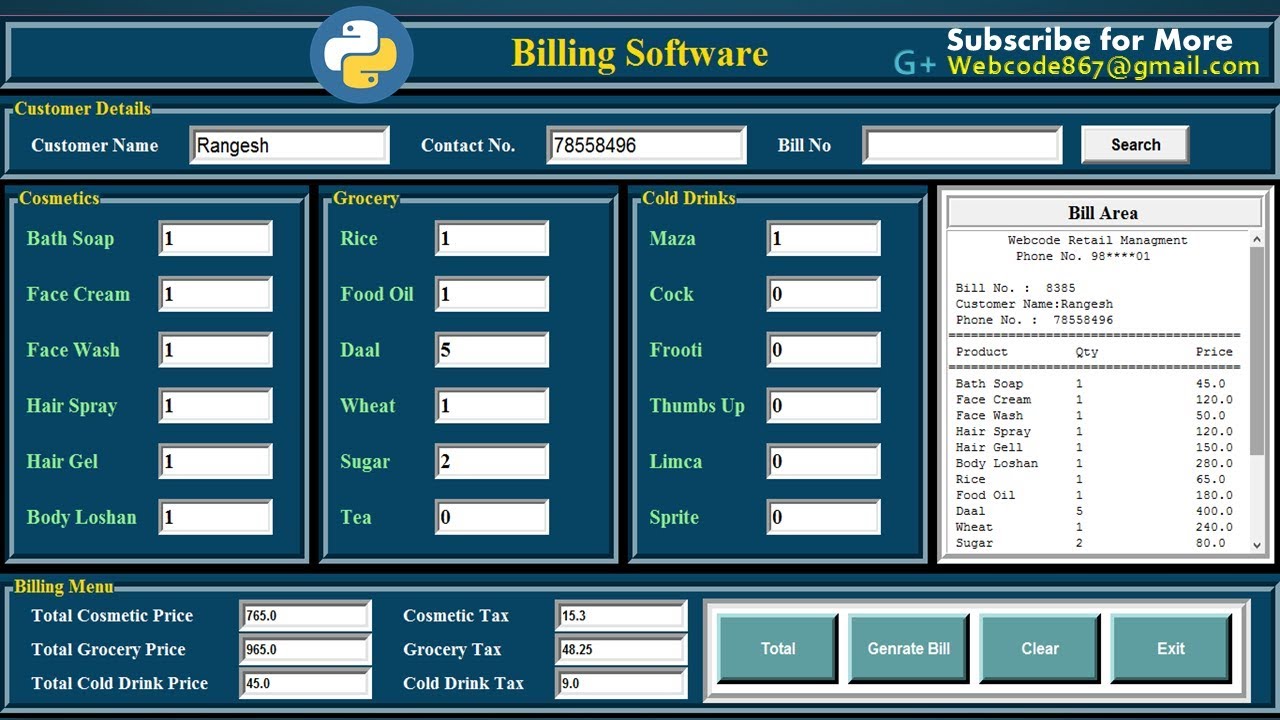 How to make a Billing Software in Python #Hindi part 3 of 3