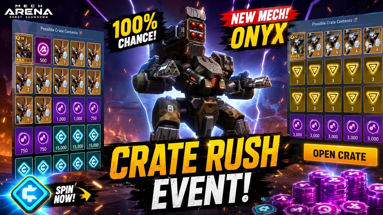NEW ONYX & BLOCKHORN UNLOCK!🔥 DON'T SPEND A-COINS! ⚠️CRATE RUSH UPDATE + NEW  CODE SOON | MECH ARENA