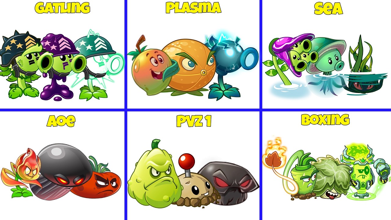 Random 16 Team PVZ 1 x GATLING x MOD x NEW Plants Battlez - Who Will Win? - PvZ 2 Team Plant Battlez