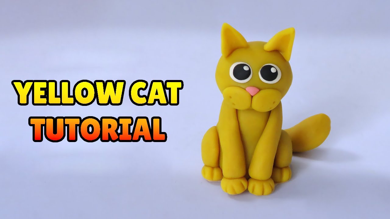 🔴 DIY How to Make Yellow CAT - Polymer Clay, plastilina and Fondant Tutorial