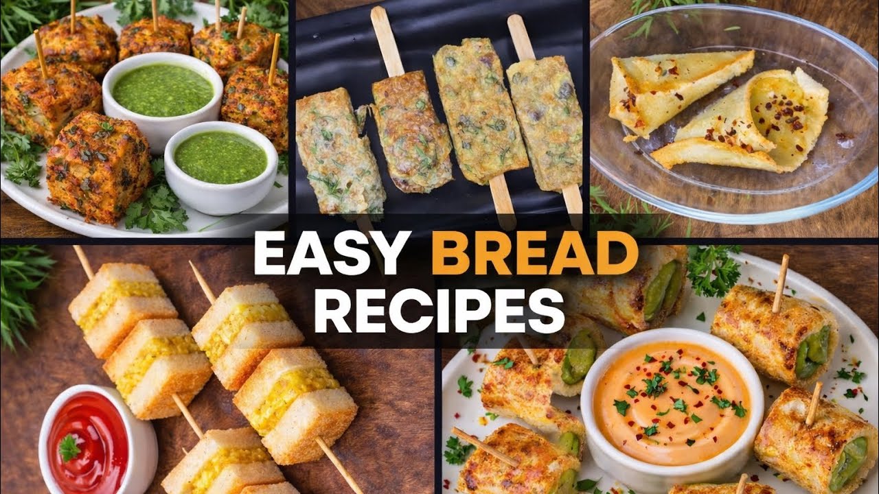 🤯 1 Packet Bread से 5 मजेदार नाश्ते | 5 Easy Bread Snack Recipes | 10 Minute Breakfast 🍞🔥