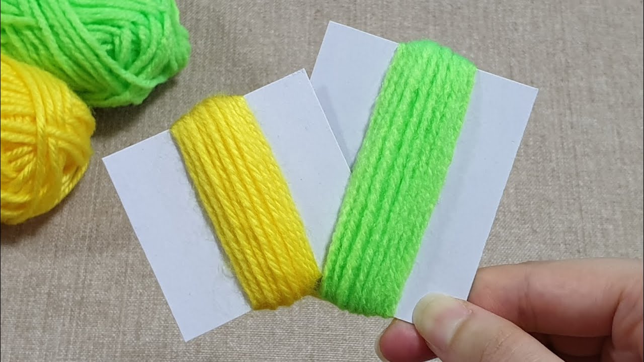 Super Easy Woolen Flower Ideas with Paper - Hand Embroidery Amazing Trick - New Wool Thread Design