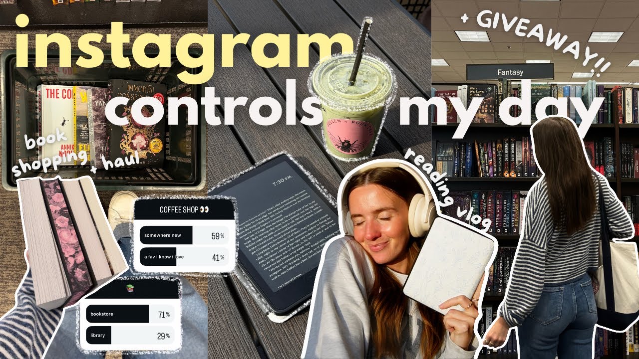 instagram controls my bookish day 📖📱🍵 (book shopping + haul, GIVEAWAY, reading vlog, and more)