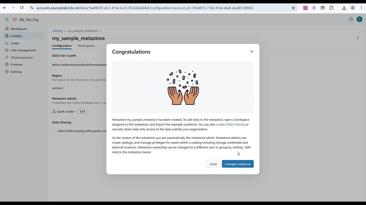 How to create NEW metastore and assign to databricks workspace