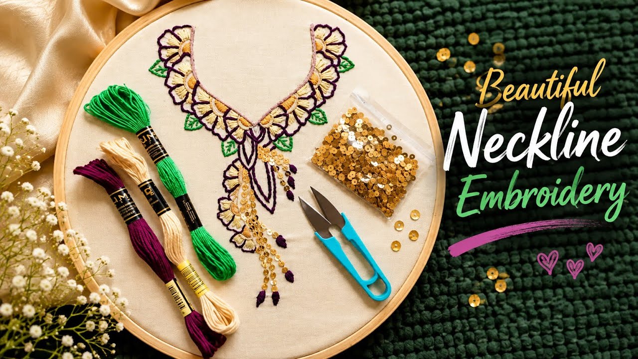 Stunning Kurti Neck Embroidery Design | Beginner Friendly Tutorial/Part A 
