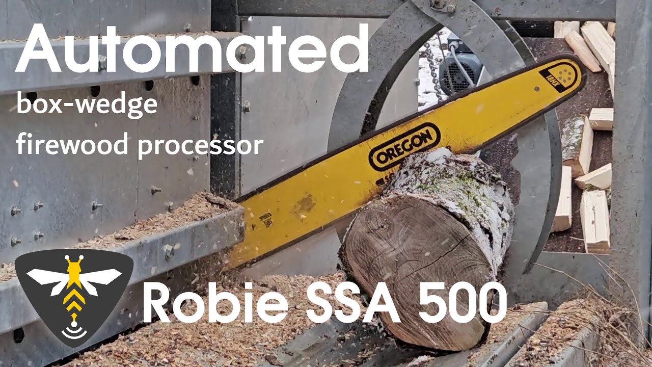 A day of work with a fully automated box wedge firewood processor