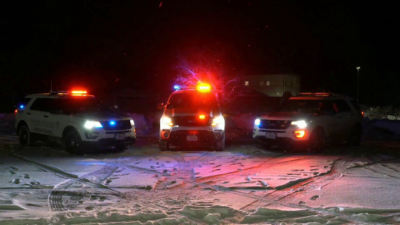 Menominee Tribal police Christmas lights synced to music