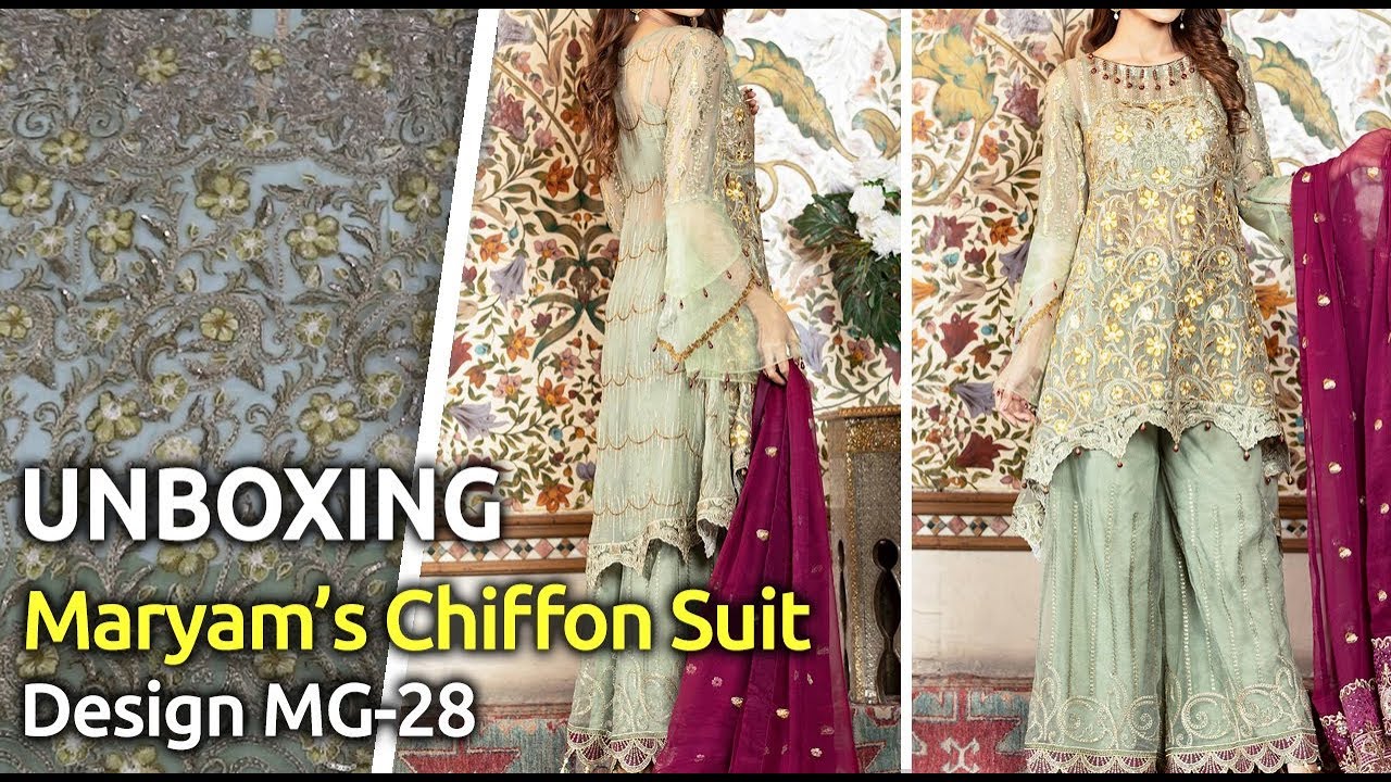 New MARYAM'S Chiffon Collection Suit 2019 | Unbox | Latest Pakistani Dress Design MG28