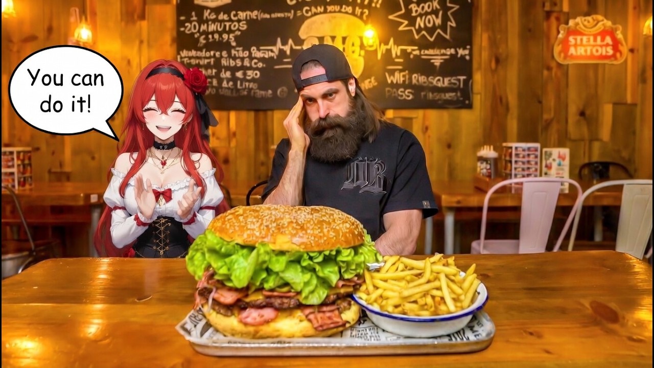 The biggest borger in Portugal! || Beardmeatsfood react