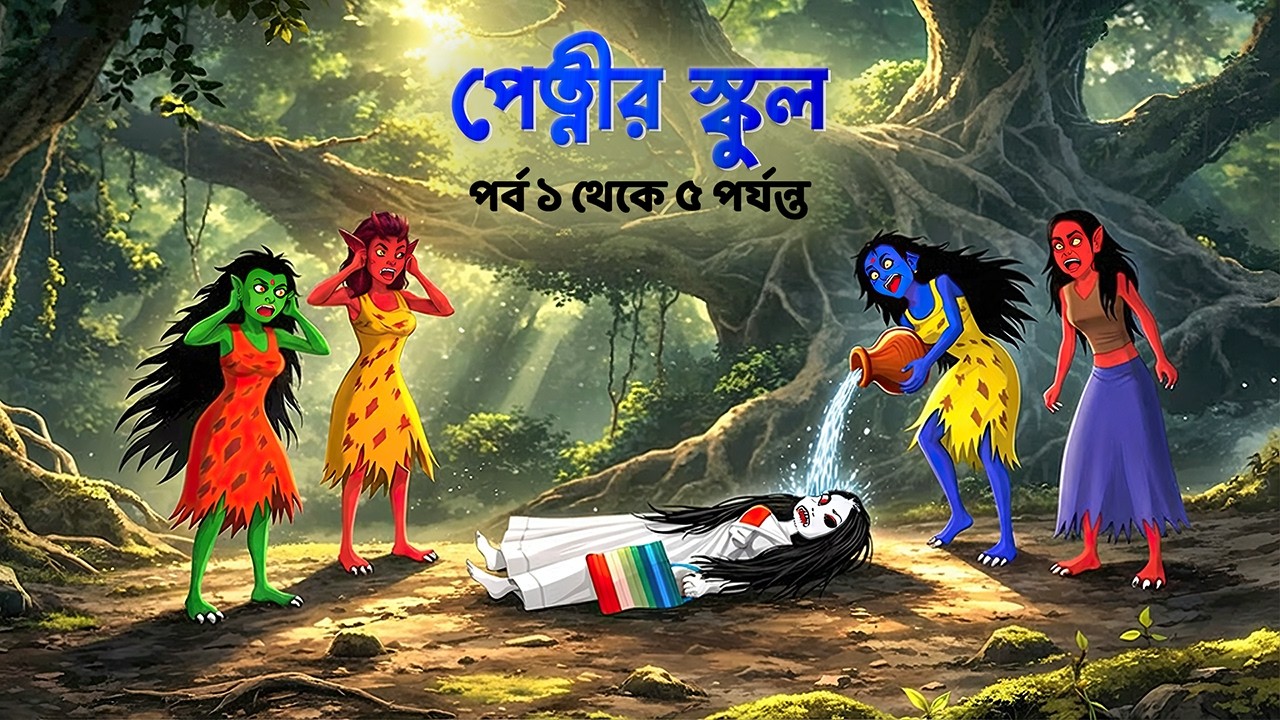 পেত্নীর স্কুল ১-৫ | Petnir School | Bengali Funny Ghost Stories | Story Bird Cartoon