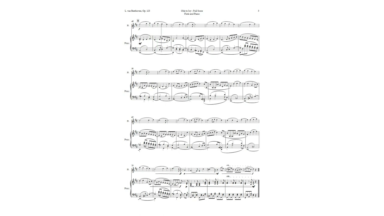 Ode to Joy by Beethoven for Flute and Piano | ARRANGEMENT
