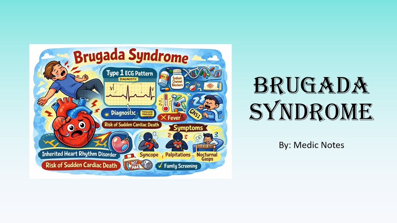 Brugada syndrome - diagnostic criteria, pathophysiology, investigations, ECG finding, treatment